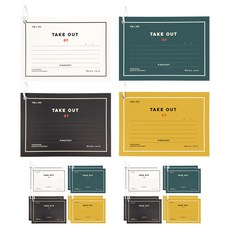 Pinkfoot 90張備忘字卡 4款 5入組, 1組, 白色+芥末黃+藍綠色+黑色