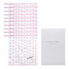 Songwol 松月 貓咪刺繡圓點可掛式擦手巾+包裝盒, 粉色的, 10套