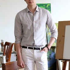 단군 남성용 통기성 소프트터치 베이직 린넨셔츠