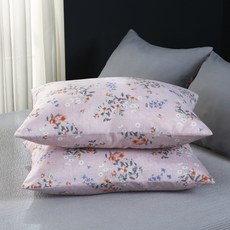 gBEDDING 花朵圖案奈米纖維水洗枕頭套 2入+枕芯 2入, 粉色的