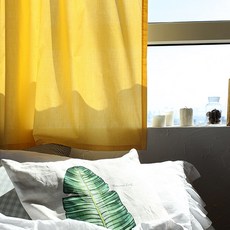 金燕復古黃色格子小窗簾2p套組, 黃色的