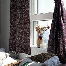 金燕復古花紫小窗簾2p套組, 紫色的