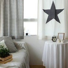 高德紗 星星格紋小窗簾, 灰色格紋