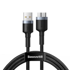 Baseus 倍思 Autobahn 數據傳輸電纜 USB 3.0 Micro B + 電纜紮帶, 深灰色, 1套