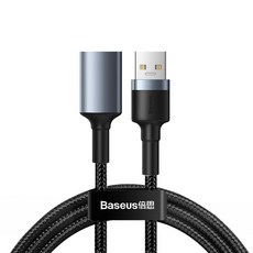 Baseus 倍思 Autobahn 數據傳輸電纜 USB 3.0 公對母 + 電纜紮帶, 深灰色, 1套