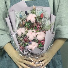 可愛蝴蝶結乾燥棉花大花束, 粉紅色