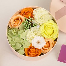 大豆假花K包裝圓形禮物盒肥皂花禮物組, 橘子