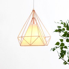 鑽石大型1燈吊燈, 玫瑰金