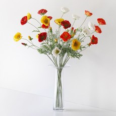 BLOOMING&ME 人造罌粟8叢+盤花瓶套組L, 混色