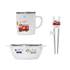 防滑不鏽鋼餐具組, 混色, 碗+杯子+筷子