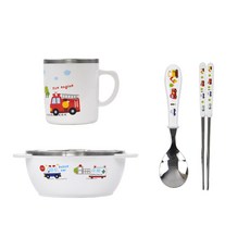 防滑不鏽鋼餐具組, 混色, 碗+杯子+湯匙