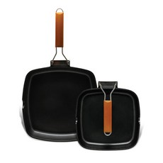 bella cuisine IH感應不沾方形煎鍋 2件組, 混色, 平底鍋24cm+平底鍋28cm