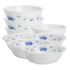 Corelle 康寧 藍色莓果印花餐碗組, 混色, 飯碗 4入+大碗 4入