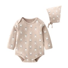 JOY MULTI 滿版兔子長袖包屁衣+帽子