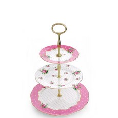 皇家阿爾伯特 VINTAGE 3 層蛋糕架 CHEPNK26584, 厚臉皮粉色, 1個