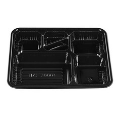COOK&LOCK 6格塑膠餐盒組 DS-2000 黑色, 100入, 1個