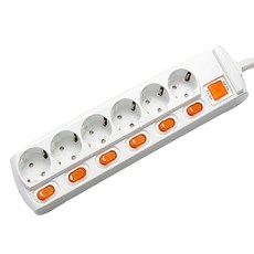 Gs&tap 獨立開關6孔延長線 GS-C16A6SS 1入 + 2入安全蓋隨機出貨組合, 10m, 1套