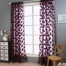 Yehome 室內設計圖案雪紡窗簾, 唇膏玫瑰色