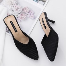 CLOEL 女款科爾斯針織穆勒細跟鞋, 黑色, 230