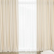 Home in Home 顏色室內亞麻情感窗簾套組, 奶油米色