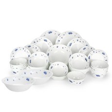 Corelle 康寧 10人份藍色莓果印花碗盤組 45入, 混合顏色, 9種餐具