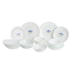 Corelle 康寧 2人份藍色花朵印花碗盤組 11入, 混色, 6種餐具
