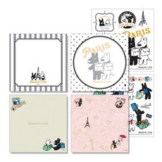 Gaspard & Lisa 旅行年糕備忘錄紙 4 種 + ins 2 種套組, 混色, 1套