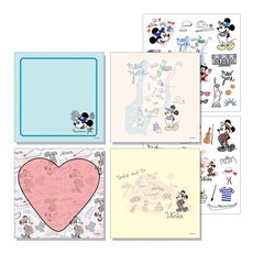 米奇米妮旅行便條紙 4種+Ins 2種組 E, 混色, 1套