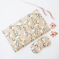 PAT-N-ZZIM 玄米腹部溫敷袋 貓頭鷹 + 玄米眼部溫敷袋 + 外罩套組, 1套