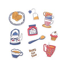 快樂午茶時光 貼紙 11.5 x 15.5 cm, 混色, 100個