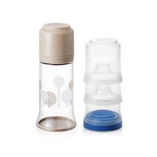마더케이 일회용 젖병 노꼭지 250ml + 블록 젖꼭지 케이스, 베이지, 1세트