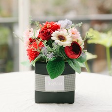 아스파시아 미니정원 카네이션 비누꽃 센터피스, 레드, 1개