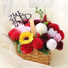 블뤼엔 비누꽃 메트로 n 카네이션 바구니 소, 레드, 1개