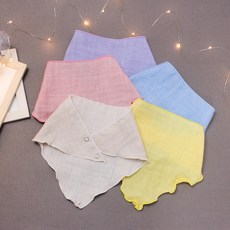 Bidan-gil 兒童易搭素色紗布三角圍兜 5入