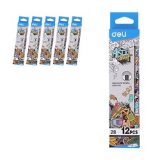 deLi 插圖圖案學生鉛筆 2B EU53300 12入, 混色, 72入