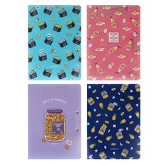 SSUEIM&CCLIM PP 便利店雙槓桿文件 230 x 320 x 20 毫米 4 件套, 01天藍色，02粉色，03紫色，04海軍, 1組