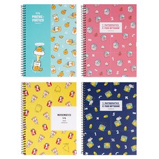 SSUEIM&CCLIM 6格數學練習筆記本 4入, 01 薄荷色、02 粉色、03 黃色、04 海軍藍, 1組