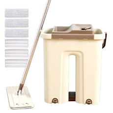 Happymom 強力輕巧清潔拖把 + 超細纖維拖把布 3入 + 分纖紗拖把布 3入, 1套