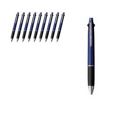 Uni 三菱 JETSTREAM 4色 + 自動鉛筆 多功能筆 MSXE5-1000 0.38mm, 海軍藍, 10個