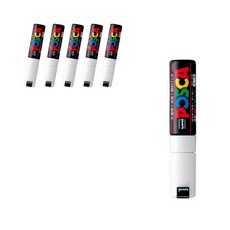 POSCA 三菱鉛筆 單球簽名筆 PC-8K, 白色 1, 6個