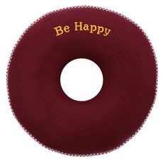 ISOLHOME 機能性空氣網眼甜甜圈坐墊, 酒紅色(Be Happy款), 1個