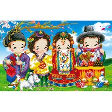 ZEZENEW B1089 寶石十字繡 串珠 DIY 套組, 朋友1, 1套