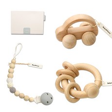 Baby Bakery 木製搖鈴 3入, 淺駝色