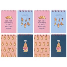 SSUEIM&CCLIM 精裝魷魚魷魚筆記 4 x 2p 套組, 01 Pink+02 Blue+03 Peach+04 Navy, 1組