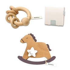 Baby Bakery 木製搖鈴音樂盒玩具2入組, 米色