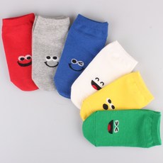 SAESILRO 孩童表情圖案運動短襪6件組