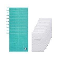 Songwol 松月 蝴蝶結史努比刺繡格紋擦手巾+包裝盒, 毛巾（藍色）、盒子（隨機發貨）, 10套