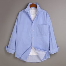 GHOST REPUBLIC 男士寬鬆條紋口袋長袖襯衫 MSH-529