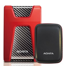 에이데이타 외장하드 AHD650-1TU31-CRD + 하드케이스, 1TB, 레드