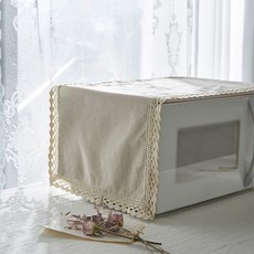 DECOVIEW 亞麻蕾絲微波爐罩, 淺褐色的